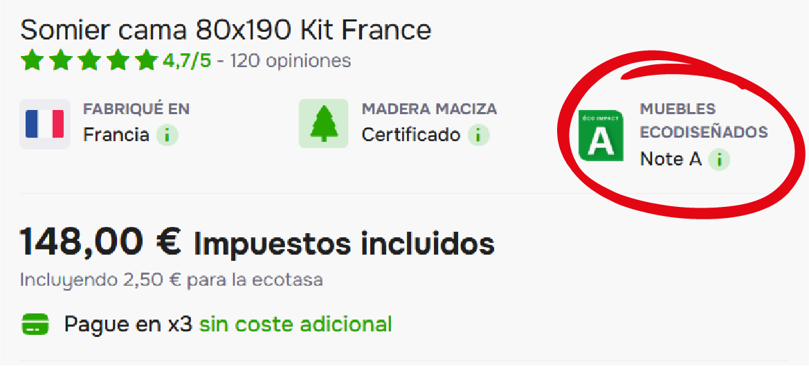 puntuación del impacto ecológico del producto